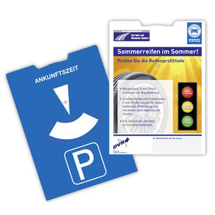 Parkscheibe „Sommerreifen im Sommer!" (20 Stück)