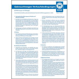 Block „Gebrauchtwagen-Verkaufsbedingungen“ für Mitglieder