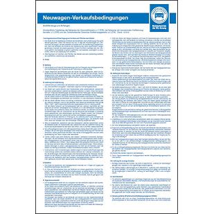 Tafel „Neuwagen-Verkaufsbedingungen" für Mitglieder