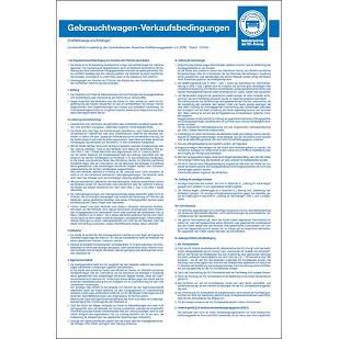 Tafel „Gebrauchtwagen-Verkaufsbedingungen" für Mitglieder