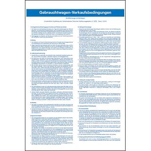 Tafel „Gebrauchtwagen-Verkaufsbedingungen" für Nichtmitglieder