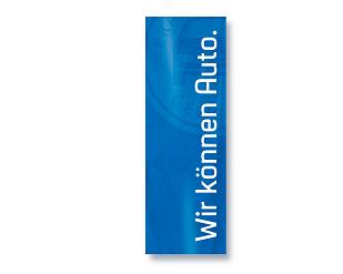 Fahne „Wir können Auto.“ 100&nbsp;x&nbsp;300&nbsp;cm, blau HKS 44