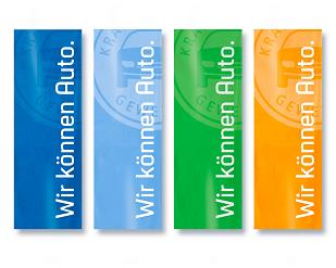 Fahne „Wir können Auto.“ 100&nbsp;x&nbsp;300&nbsp;cm, 4er Set