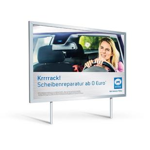 Großflächenplakat Glasreparatur „Krrrrack!“