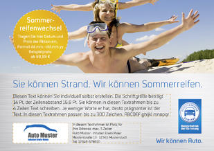 Anzeige „Sie können Strand." DIN A5, individualisierbar