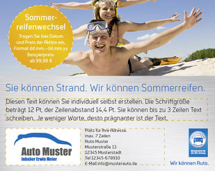 Anzeige „Sie können Strand." 132 x 105 mm, individualisierbar