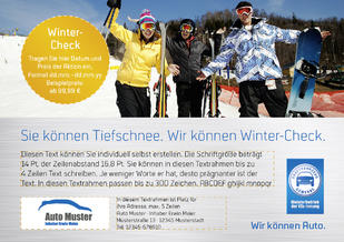 Anzeige „Sie können Tiefschnee." DIN A5, individualisierbar