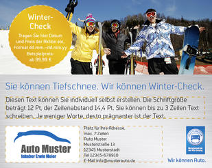 Anzeige „Sie können Tiefschnee." 132 x 105 mm, individualisierbar