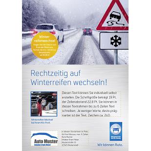 Anzeige „Rechtzeitig auf Winterreifen wechseln" DIN A4, individualisierbar